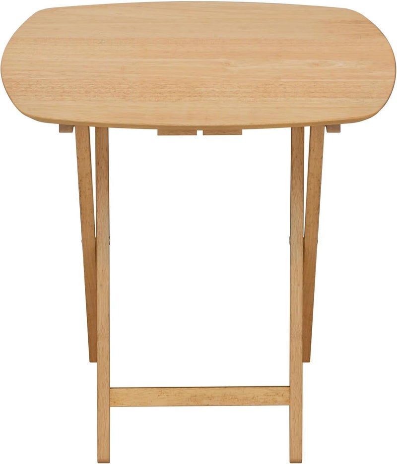 eHemco Oversized Hardwood Folding TV Tray Tables for Eating, 25.5 Inches, Natural, Set of 2 - Image 5